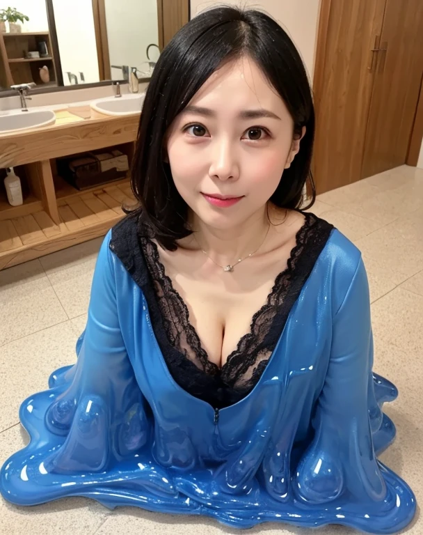 high quality，Delicate face，HD， Wearing beautiful lingerie,Perfect body，Black Slime Shapeshifter，Wash basin drain，（Chest：2.0）