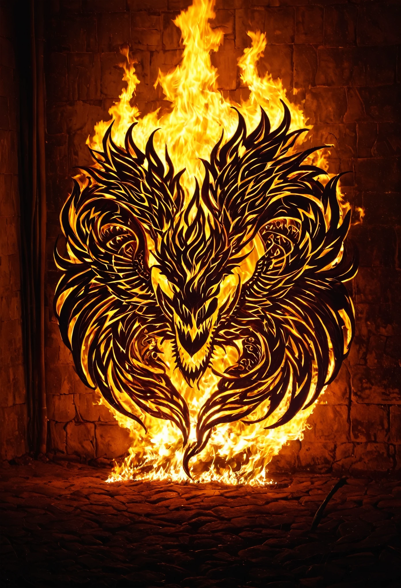 Dragon in flames written Araçatuba 