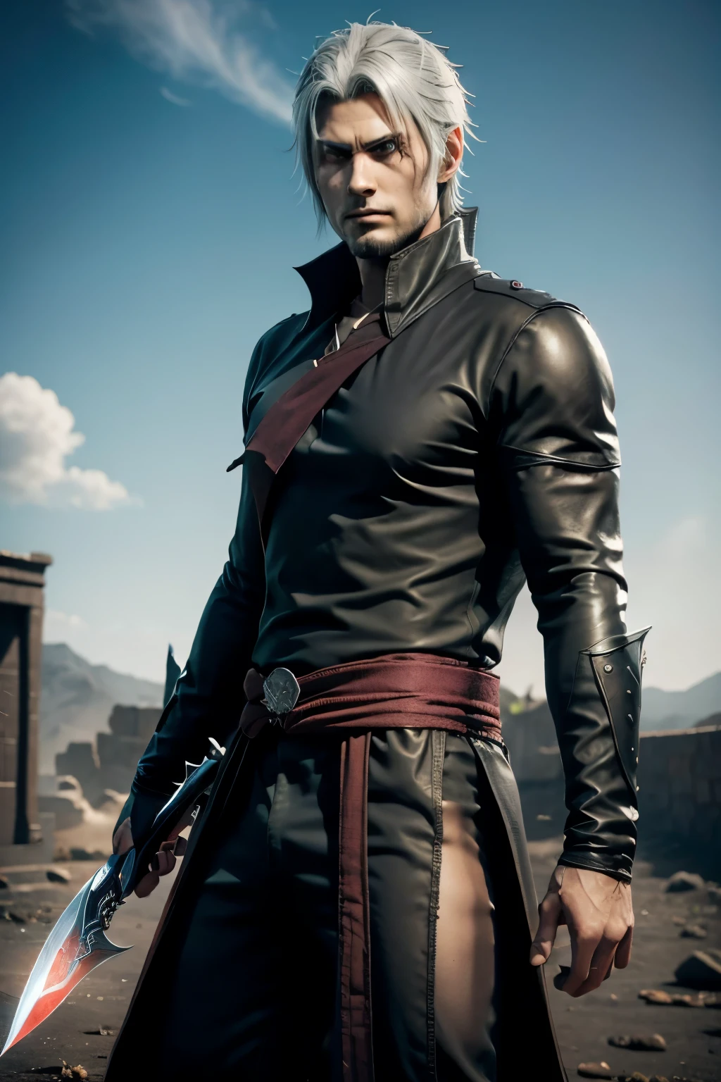 nero devil my cry 5, espada, roupa preta, olhos vermelhos, 