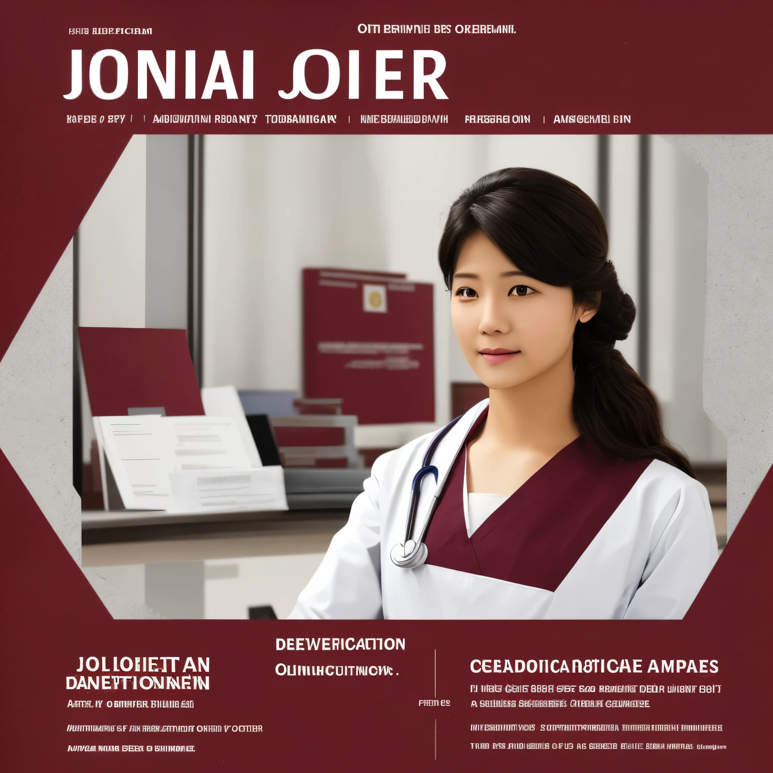 Poster of OC JOEUN Medical in maroon and white colour