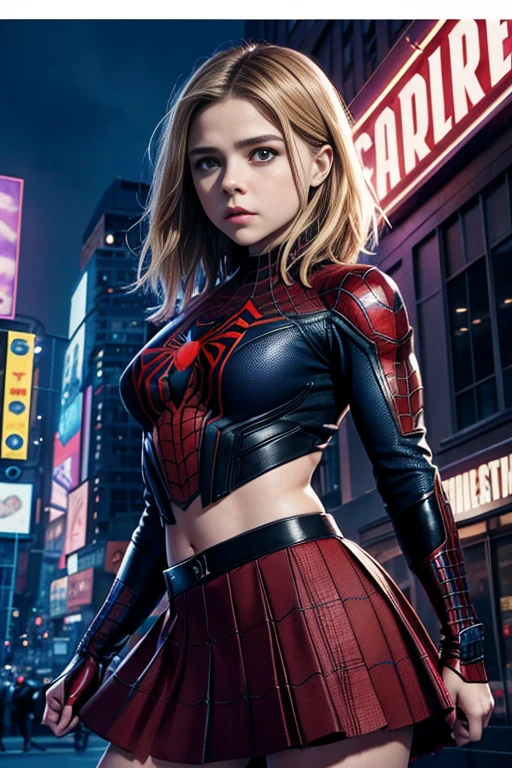 Chloe Grace Moretz、Marvel Comics Movie Poster, Very beautiful, Movies about Spiderman, sexy, whole body, I'm wearing a skirt、Premiere date, Poster、belly buttonを突き出す、new york、She's wearing a torn Spider-Man suit,The suit is torn、Wearing a skirt、 Red and black color scheme,dynamic、masterpiece、highest quality、Ultra-detailed、Very detailed、A delicate and beautiful shine、超A high resolution、Cinematic,Break,Breakdrop,(Torn clothes:1.5), (Wet clothes:1.4), Bare shoulders,Real Rain,Wet Hair,belly button、Exposing Skin、Showing off her sexy shoulders