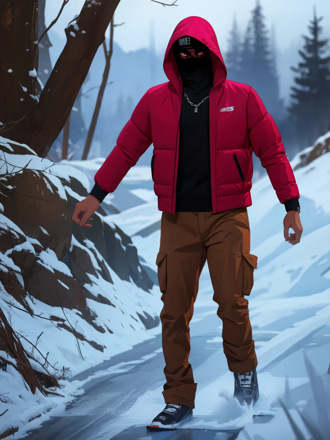 Estilo GTA, tela de carregamento , um garoto de uk rap com ski mask