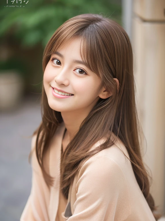 Light brown hair Fair skin Beautiful eyes and a kind expression Look at me and smile Natural Gestures Casual clothing Japanese Dress up