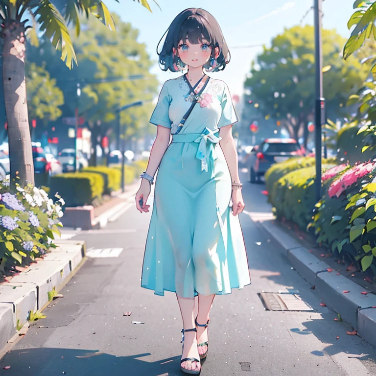 Uma mulher usando um longo vestido branco, Perna exposta, saltos brancos, walking on the sidewalk of a modern city, silver bracelet on arm, cabelo longo rosa choque com franjas grisalhas, olhos rosa, sorridente, seios grandes, Unhas rosa, fundo desfocado, segurando uma bolsa de couro branca,
sombra projetada, anaglyph, estereograma, tachi-e, point view, atmospheric perspective, 8k, superdetalhe, preciso, melhor qualidade, premiado, pele texturizada, high resolution, Anatomicamente Correto, efeito bokeh, ((mulher sozinha)