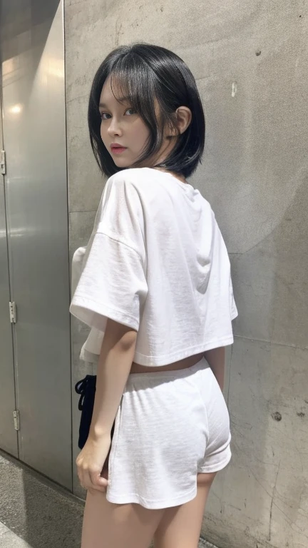 (8k:1.27), best quality, masterpiece, ultra highres:1.2), lesbian delinquent girl with arm tattoos, tattooed girl, full body picture, dirty old white oversized knotted prisoner t-shirt, dirty big t-shirt, short big sleeves, beige prisoner pants tied with a rope, wearing dirty old goth clothes, dyed bright long red hair with back ponytail, kneeling in a prison cell, handcuffed, hands tied with rope behind body, submissive neck choker and checkered keffiyeh scarf in neck, 4k or 8k picture, looking at the floor down very sad, very sad face, praying, paisley bandana pirate style headscarf, smelly, barefoot, rope hanging from ceiling, tattooed body