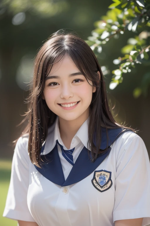 (8k), (best quality), (masterpiece:1.2), (realistic), (photorealistic:1.37), ultra-detailed, 1girl, cute, smile, closed mouth, beautiful detailed eyes, beautiful detailed nose, full body, wet hair, huge breasts, dalcefo, pigsney,Student uniforms,Thick thighs