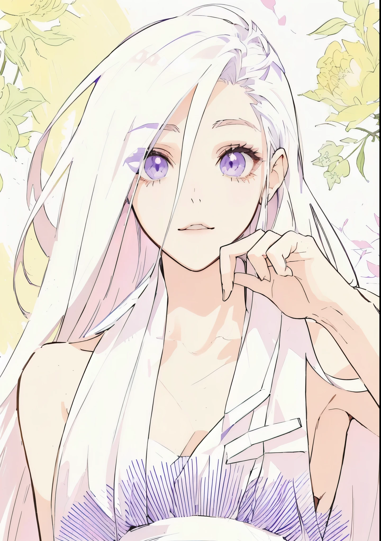 anime girl com longos cabelos brancos and purple eyes posing for a picture, cabelos brancos deity, perfect cabelos brancos girl, cabelos brancos, com cabelo branco, flowing white hair, com longos cabelos brancos, cabelo longo branco!!, cabelos brancos lady, de cabelos brancos, Tifa Lockhart com cabelos brancos, with cabelo longo branco, garota de anime com cabelo comprido, haruno sakura