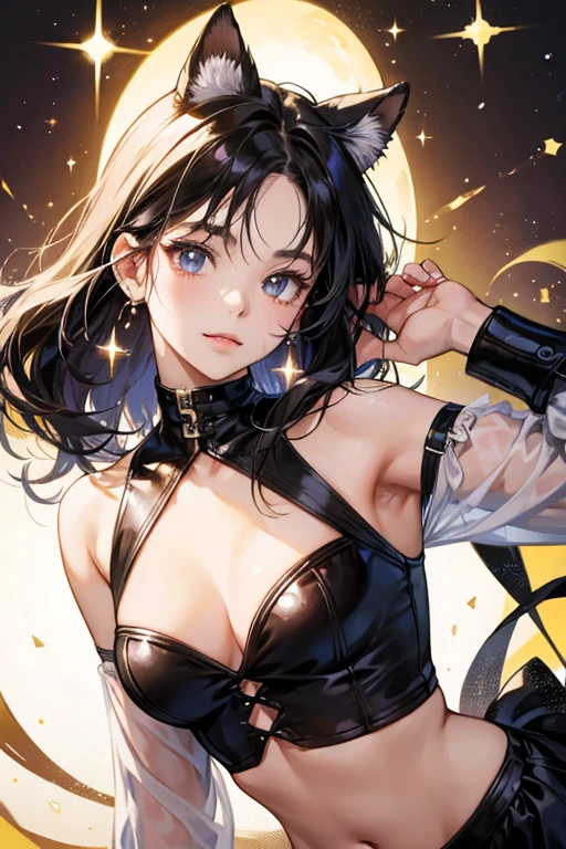 Highest quality　Highest quality　Draw a face carefully　High-definition anime-style face　Super Glowing Skin　Long black hair　Brown leotard　Golden pantyhose　Succubus　lure　smile　squat　Show the soles of your feet　Close up of the soles of the feet
