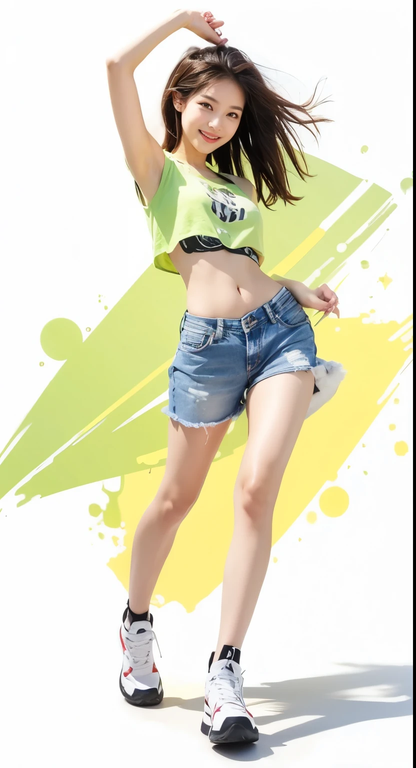 Holding a mobile phone,Charming smile,jeans