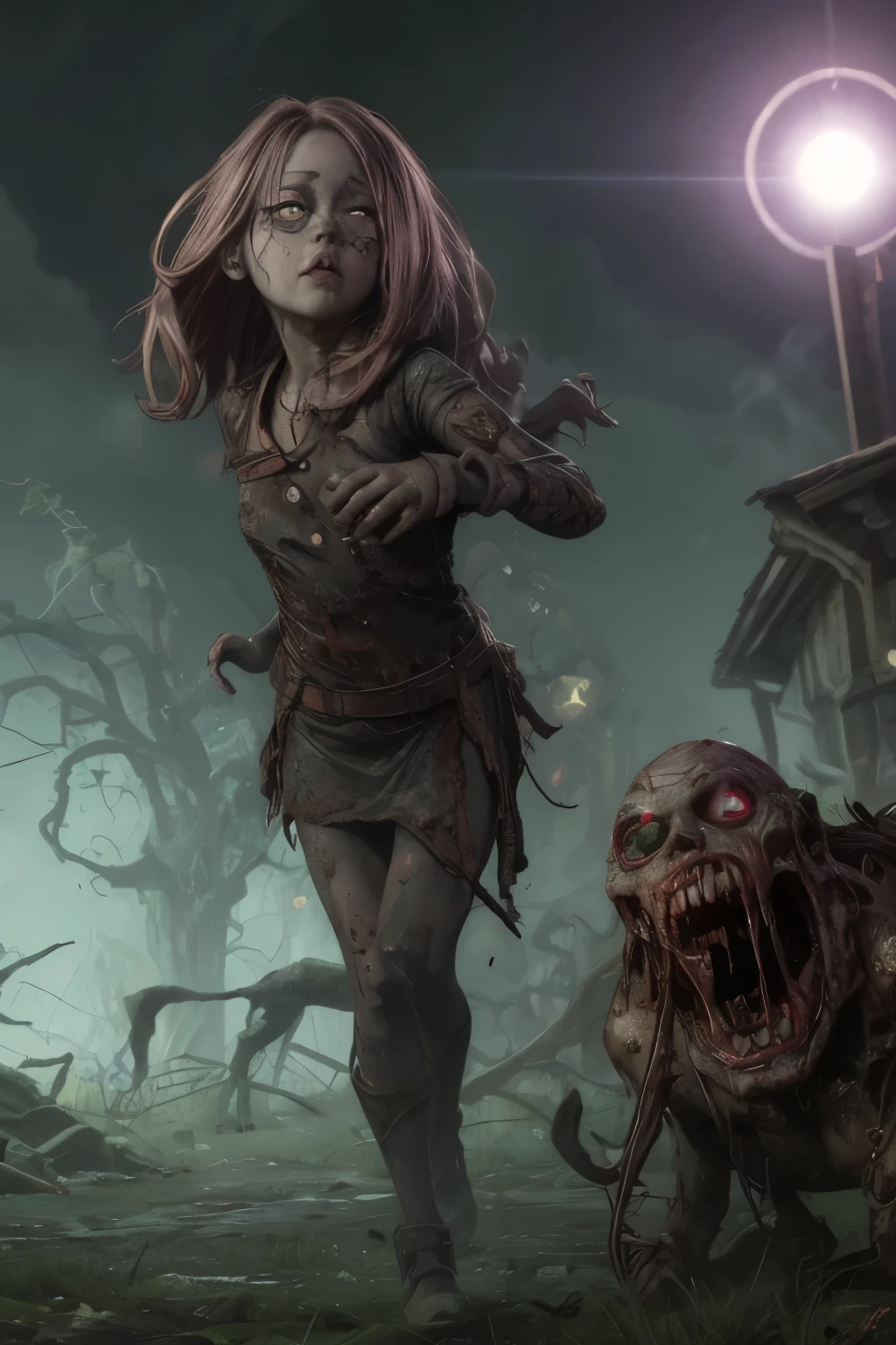 fantasy art 8k,masterpiece
pmmkr2024,best quality, trending on artstation,calm,quiet,Best quality,little evil kid girl controls all the zombies,red bright eyes zombies,apocalypse zombie,running zombies,nice detailed hands,nice detailed face,nice detailed body,perfect art, wearing black-and-red, infected-like tattered robe adorned with zombie markings, face is obscured , (glowing green eyes), ((levitating)), high detail, sharp focus, dramatic, photorealistic painting art ,all people zombies,lurid,toxic,venom,full  body,parasite,necromorph,babydoll,terror,horror,virus