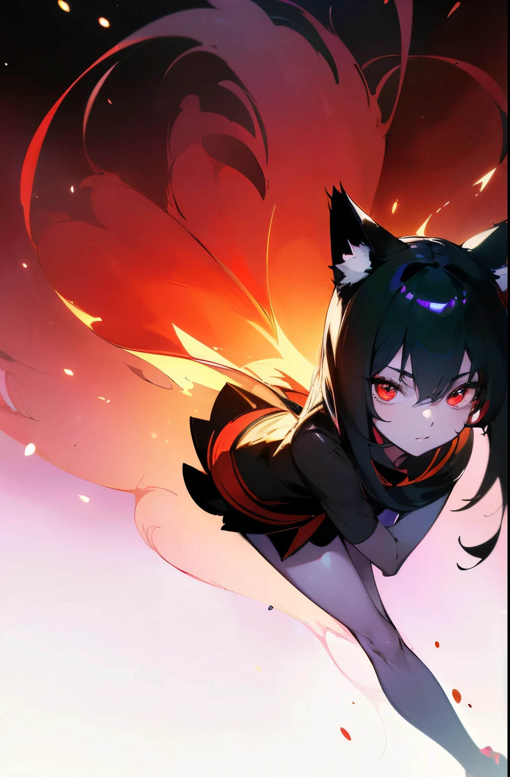 (Cat girl), (smoking), cat ears, black hair, business casual attire, cool, red dress shirt, pretty red eyes, cat tail, ((Crimson Red Eyes eyes: 1.3, Upturned Eyes: 1, Perfect Eyes, Beautiful Detailed Eyes, Gradient eyes: 1, Finely Detailed Beautiful Eyes: 1, Symmetrical Eyes: 1, Big Highlight On Eyes: 1.2)), (((Lustrous Skin: 1.5, Bright Skin: 1.5, Skin Fair, Shiny Skin, Very Shiny Skin, Shiny Body, Plastic Glitter Skin, Exaggerated Shiny Skin, Illuminated Skin))), (Detailed Body, (Detailed Face)), (((Skirt))), High Resolution, Sharp Focus, Ultra Detailed, Extremely Detailed, Extremely High Quality Artwork, (Realistic, Photorealistic: 1.37), 8k_Wallpaper, (Extremely Detailed CG 8k), (Very Fine 8K CG), ((Hyper Super Ultra Detailed Perfect Piece)), (((Flawless masterpiece))), Illustration, Vibrant Colors, (Intricate), High Contrast, Selective Lighting, Double Exposure, HDR (High Dynamic Range), Post-processing, Background Blur, (Sexy pose), (Mature woman), big sis