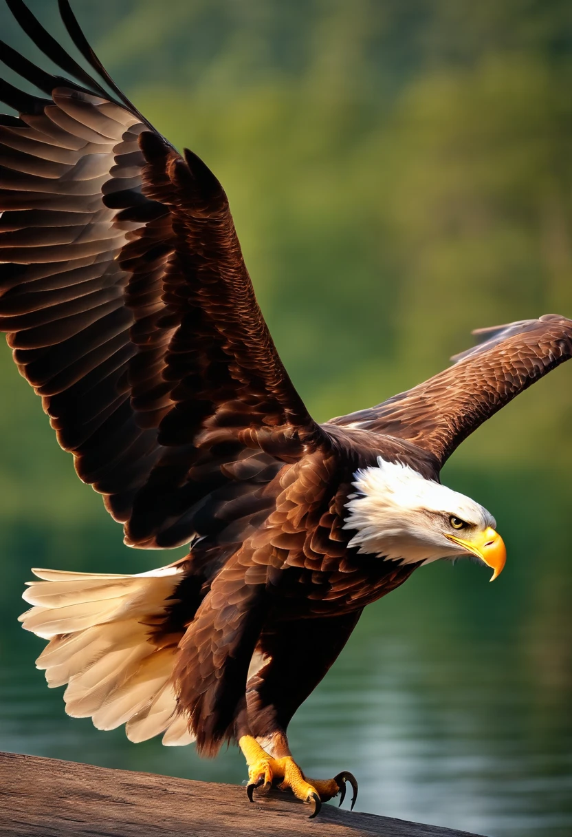 Eagle with its wings open in flight
