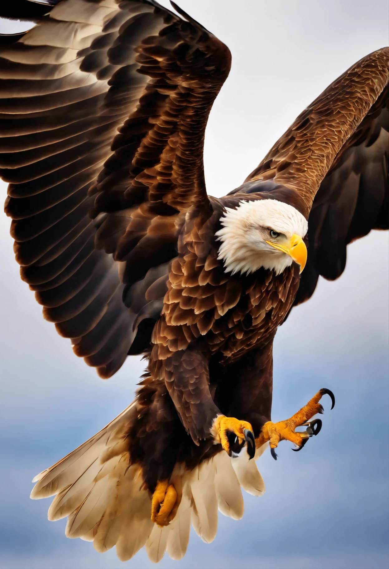 Eagle with its wings open in flight