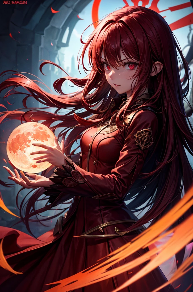 Red Necromancer, Blood Moon, Light线追踪, masterpiece, best quality, Ultra-high quality, Ridiculous details, best Light, The best shadow, sharp, sharp image, detailed, extremely detailed, high resolution, 8k, 4K, Ultra HD, Particle Effects, Beautiful Effects, Bright colors, neon Light, neon, Light,