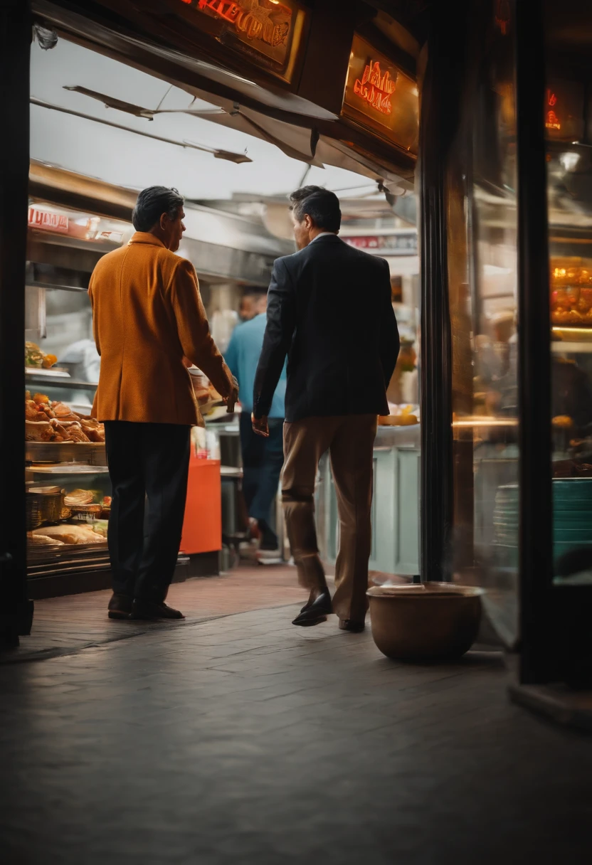 Two MEN APPROACHING to order food 