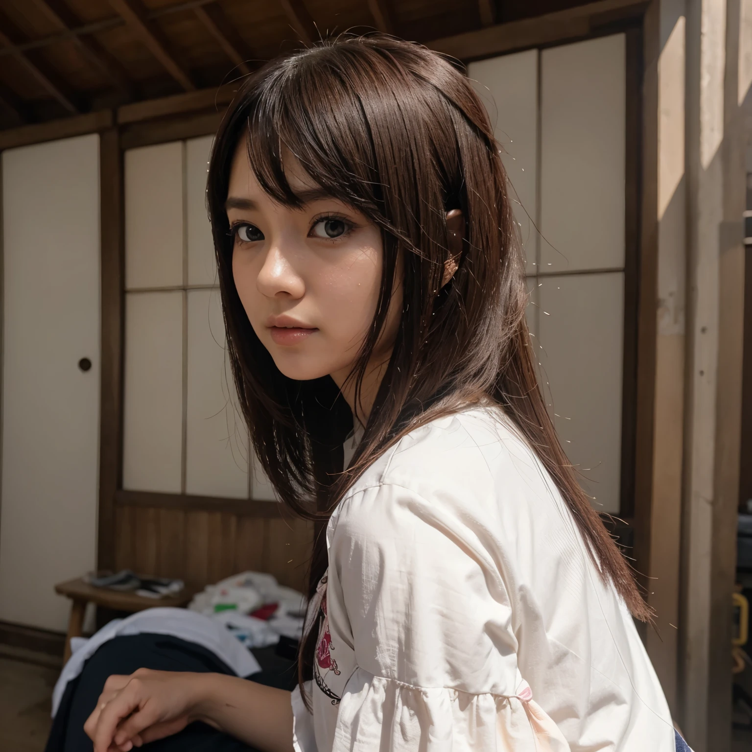 bentuk grafis anime girly sedang menggunakan semprotan rambut
