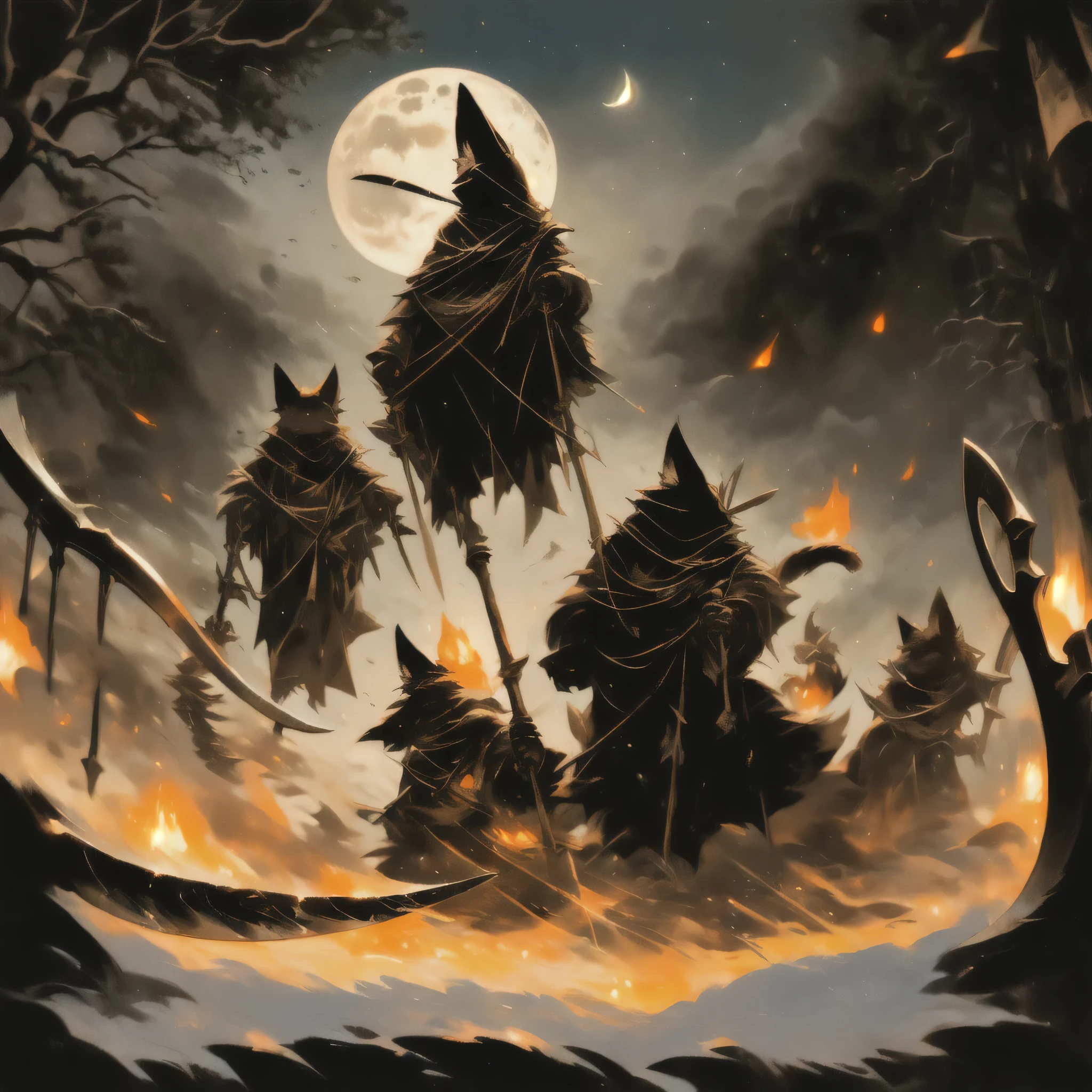 cat girl, cat ears, slit pupils, furry, ghost, ((scythe)), eyes, levitation,
bare tree, night, orange lighting, campfire, huge weapon, moon
g0s1 FurryCore