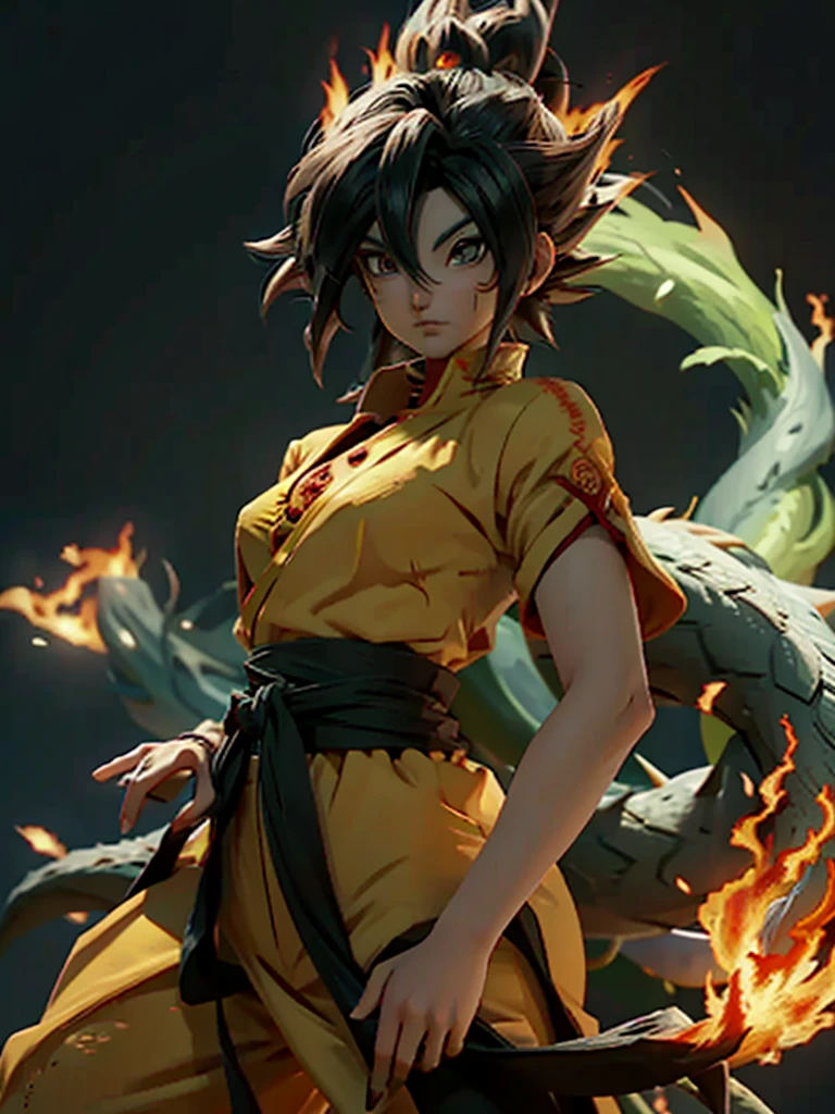 Goku do Dragon ball Z,  fogo 🔥 🔥 🔥 🔥 🔥 ao redor