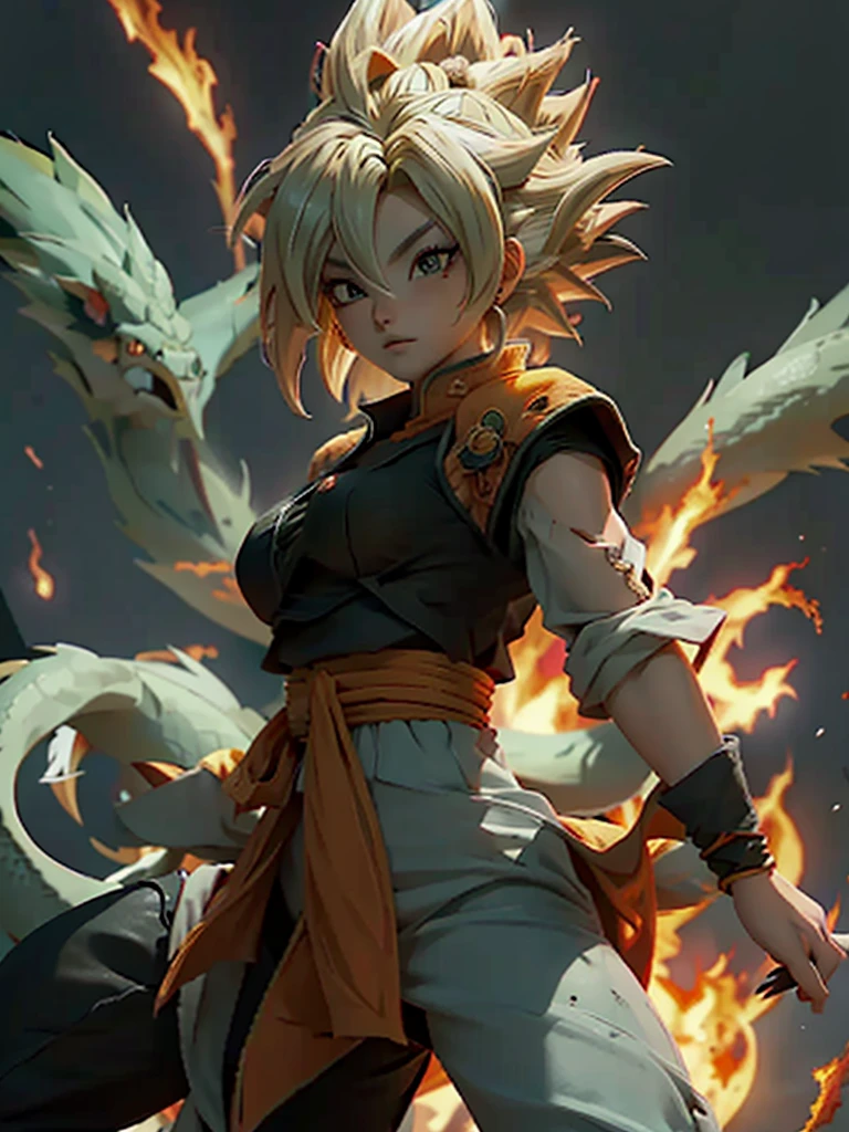 Goku do Dragon ball Z, fogo 🔥 🔥 🔥 🔥 🔥 ao redor