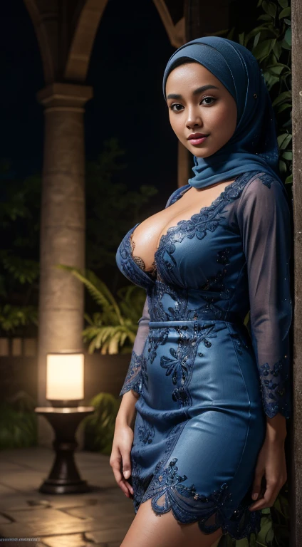 RAW, 8k,Best quality, high resolution, artwork: 1.3, beautiful Malay woman in hijab, big breasts, beautiful big eyes, smiling, Intricate Details, Ultra Details, Ultra High Resolution, Masterpiece, random angles, (Delicate Blue Eyes: 1.21 ), Blue eyes, looking at the viewer, ((whole body) ), 1malay woman,((whole body)),sheer dress ,whole body , standing in the park at night, beautiful face,(detailed face), sensual lips, detailed face, thick thighs, perfect and detailed legs, ((moonlight)) photorealism, high contrast, photorealistic, 8k HD high definition detailed realistic, detailed, skin texture, hyper detailed, realistic skin texture, best quality, (photorealistic:1.4), high resolution, detailed, raw photo, photo realistic, (high detailed skin:1.2), 8k uhd, dslr, soft lighting, high quality, film grain, Fujifilm XT3), hyper realistic lifelike texture dramatic lighting unreal engine, even, neutral light, key light, bold, bright colours,