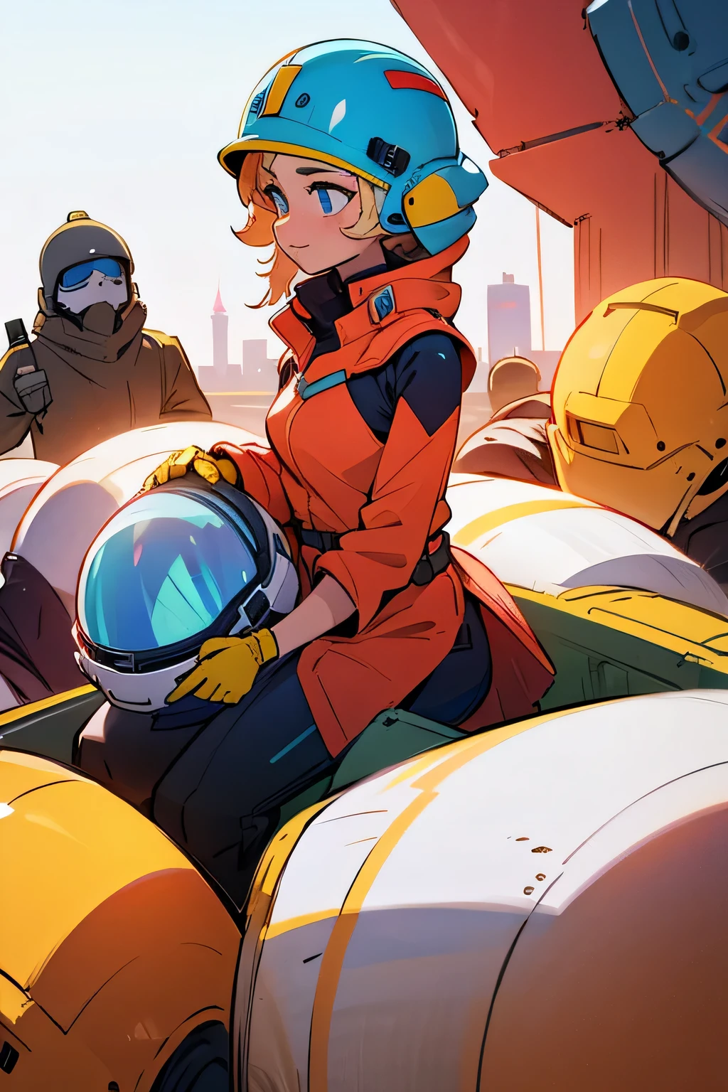 Beautiful woman in helmet