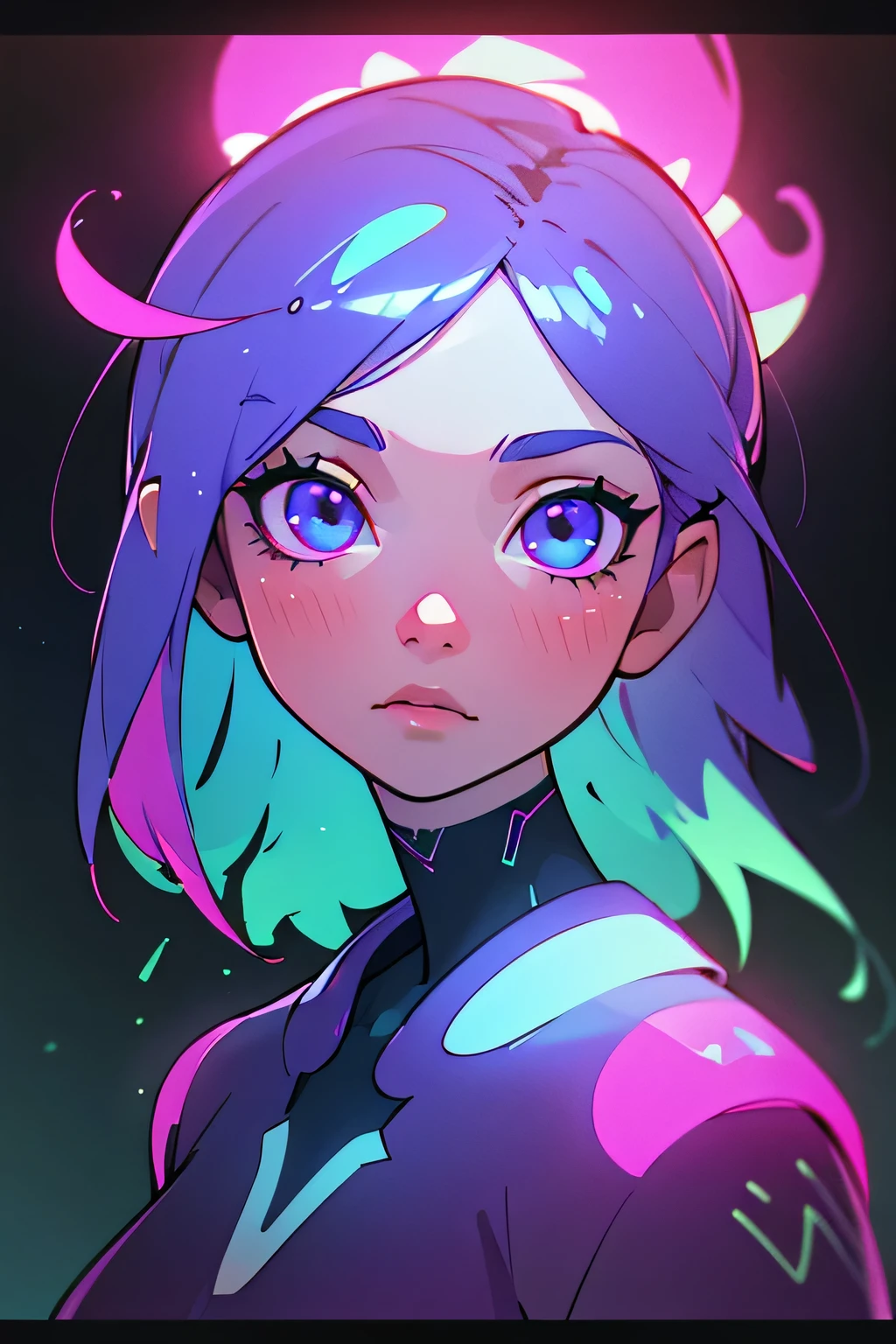 portrait | wide angle shot of eyes off to one side of frame, lucid dream-like woman, looking off in distance ::8 style | daydreampunk with glowing skin and eyes, styled in headdress, beautiful, she is dripping in neon lights, very colorful blue, green, purple, bioluminescent, glowing ::8 background | forest, vivid neon wonderland, particles, blue, green, purple ::7 parameters | rule of thirds, golden ratio, assymetric composition, hyper- maximalist, octane render, photorealism, cinematic realism, unreal engine, 8k