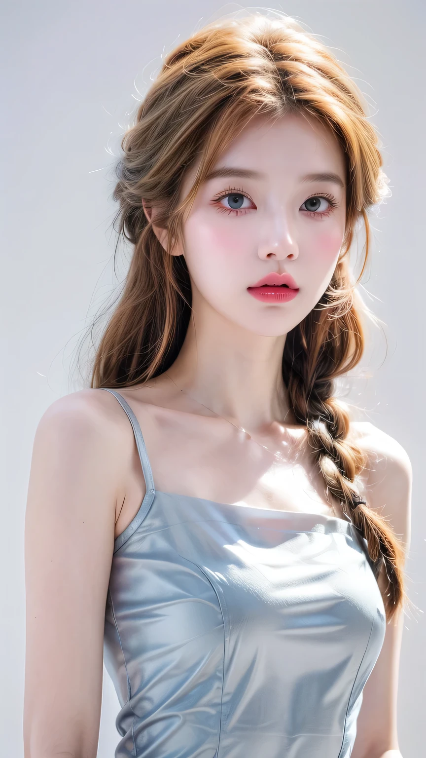(best quality, masterpiece), 1 Girl, Upper Body, Looking at the audience, frozen, Elsa, White background