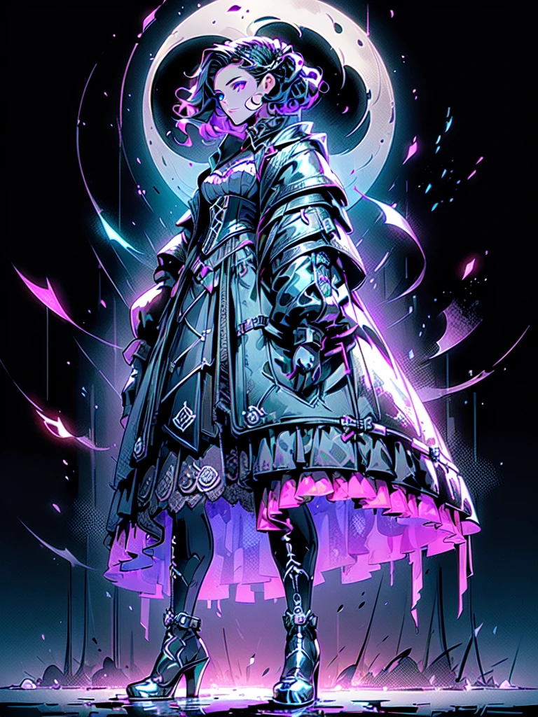 "(best quality,ultra-detailed,photorealistic:1.37),A girl with (beautiful detailed eyes:1.1:1.1), (long eyelashes:1.1),(blue eyes) and (fair skin as snow), (gotic dyed hair:1.1) (ruby red) (wavy and purple-tinged) (hair) wearing gothic outfit. The girl is standing in a (dark and mysterious:0.9) garden, surrounded by (twisted and overgrown) (black rose bushes), with (moonlight) casting an eerie glow. The girl's outfit consists of a (black lace) (corset), (voluminous) (black tulle) (skirt), and (high-heeled boots). Her (dark eyeliner:1.1:1.1) and (blood-red lipstick) add to her (intense and mysterious) gaze. The garden is filled with (subtle fog) and (ethereal shadows), creating an (haunting atmosphere). The (moonlit sky) above is (starry) and (dark), with a (full moon) shining brightly. The overall color palette of the scene is (dominated by dark, cool tones), with hints of (deep purples) and (rich blues). The lighting is (dramatic and moody), with (soft moonlight) casting shadows on the girl's face and outfit, emphasizing the (contrast between light and dark)."

Notice：The above is a longer version of the prompt，If you want to simplify you can omit some details or add details。
