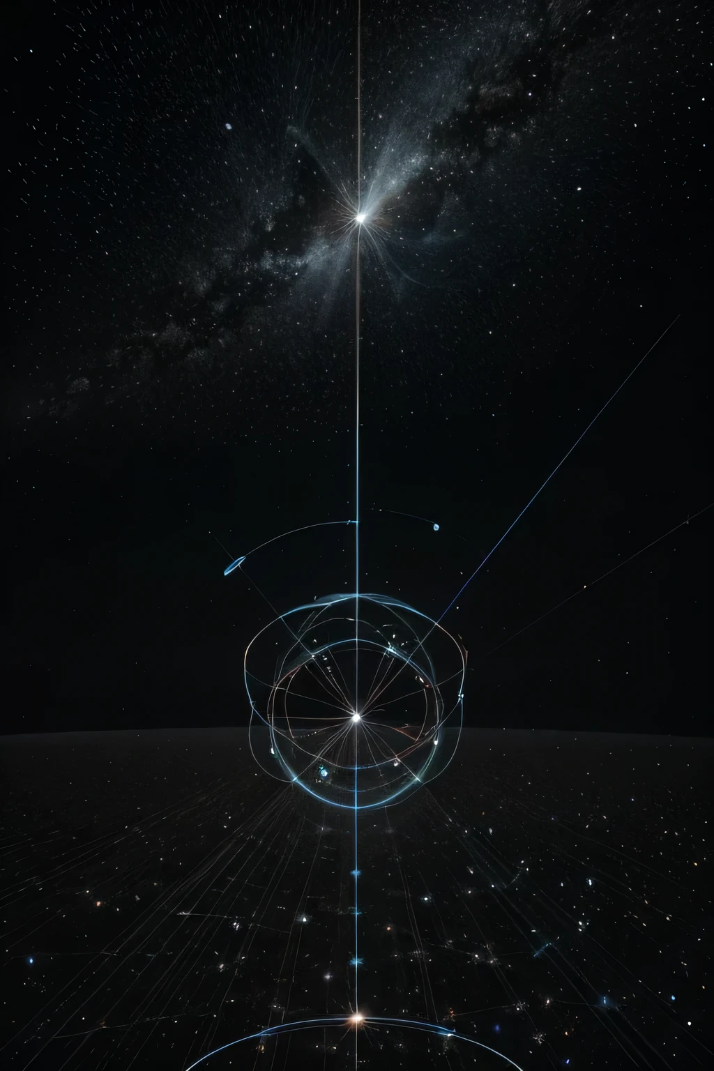 Generates graphic representations of the trajectories of particles emitted in a 3D space, the emitters must be located at ground level, using simulations of the movement of particles through an image, simulating the trail of the particles when passing through space, the appearance must go according to the field they represent, electric, magnetic or gravitational field.

