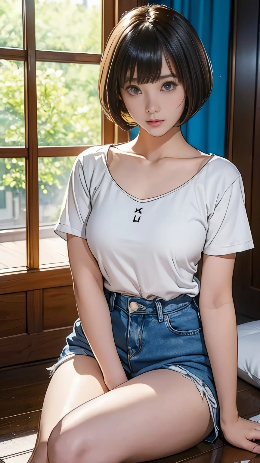 ショートBob 尻 of パイパンBob 海苔カット ニーハイブーツ、 very short、Bowl cut、美丽of女人、Japanese、美丽of女孩,Bob,butt,Patterson,Patterson bangs,ショートBob,butt,of,坊主Bob,Pickled wakame slices,Bowl cutの髪,enamel,very short髪,Bowl cut,Bobヘアー,Embarrassing,实际of,超实际of,masterpiece, 最好of质量,ultra-熟悉of,super 熟悉of skin,熟悉of,完美of解剖结构、( 最好of质量、8k、masterpiece: 1.1 )、Angelique 是一个非常美丽可爱of女孩.,
漂亮of眼睛, 
Beautiful double eyelids,
(big eyes:1.3),
Be focused,
美丽细致of脸部和眼睛, , ((15-year-old girl, 苗条of, Thin waist, Thin arms)), ((举起你of手臂, 请给我看看你of腋窝)), ((White Camisole, Denim shorts))