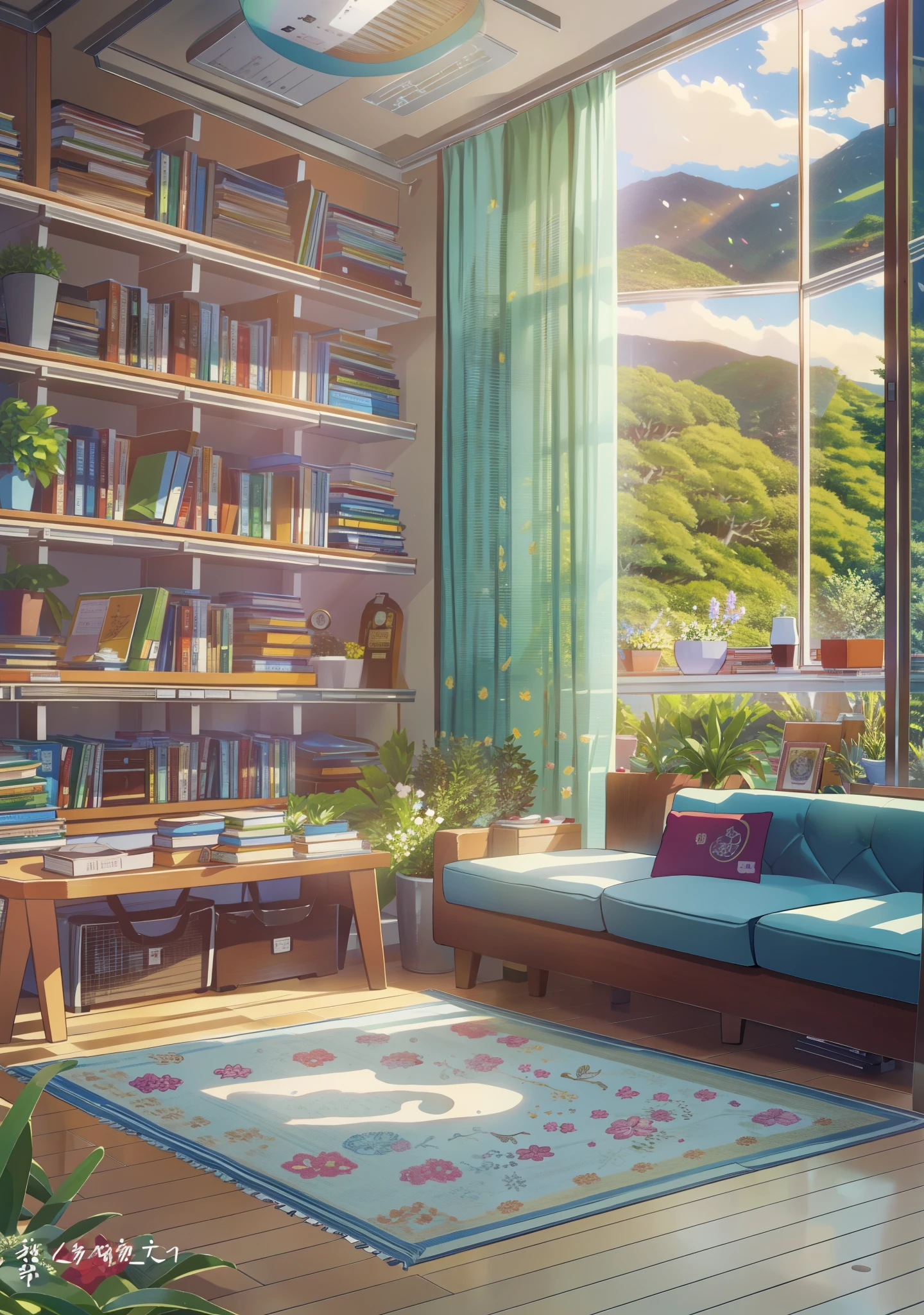 (masterpiece:1.2),best quality, Modern campus,morning,School,Student Union,现代classroom,desk,meeting room,classroom,classroom,classroom,现代meeting room, 100mm lens, 3d blender rendering, No humans, landscape, summer, Sky, cloud, ,table,Bookshelf with many books,masterpiece, best quality, Ultra Detailed,HD, HDR, 8k,masterpiece, The bookshelves are full of books, modern furniture, Flower pot with branches, bottle, Glasses, cup, plate, crystal, Bookcases filled with various books, Dishes, emphasize, Exquisite interior, 窗外的landscape, a bridge, Sea, Mountains, Sunset, A city, Neon, morning, floor, A sofa, Pillow, Candlestick, Flowers,