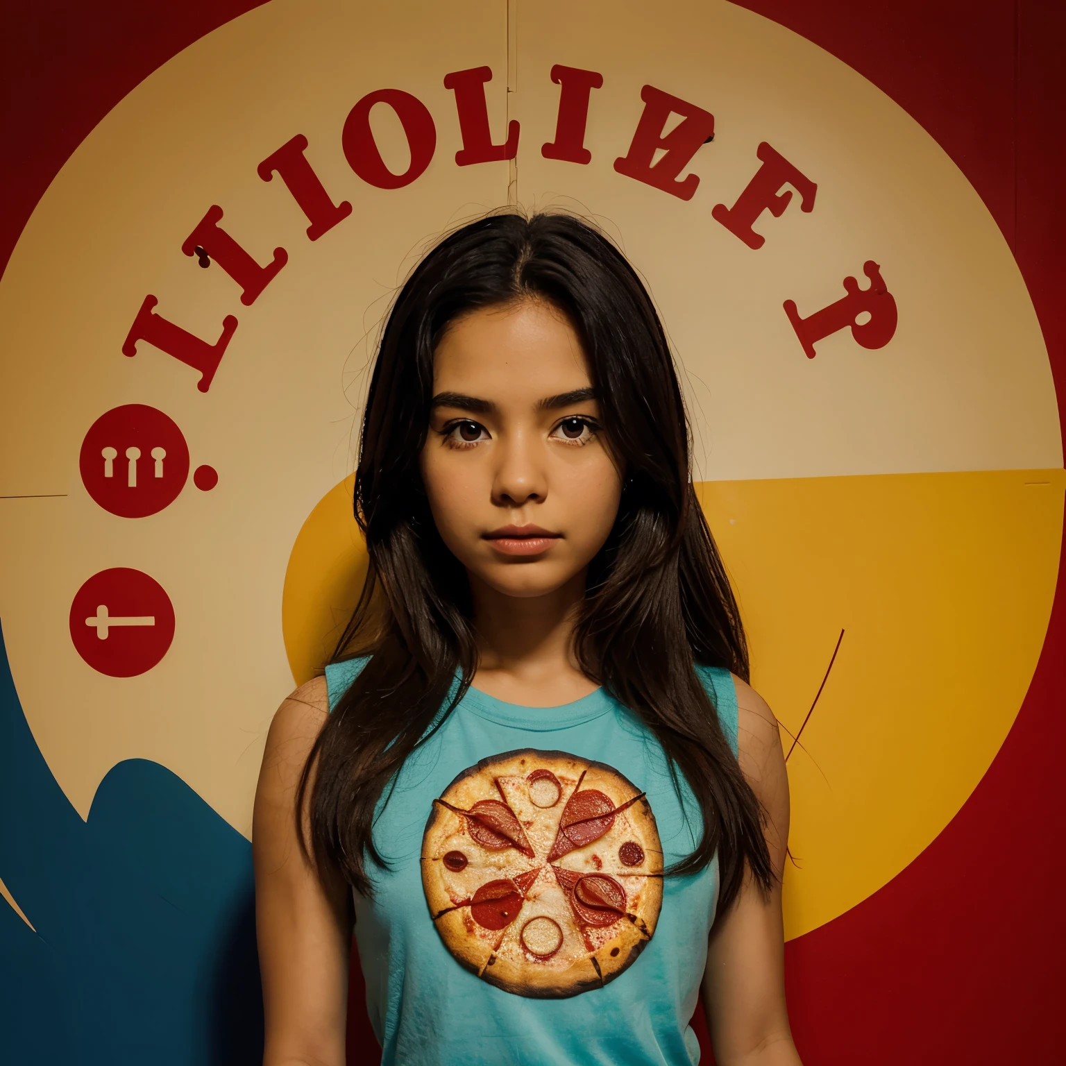 Pizza logo with the last name Solis that has a doll 