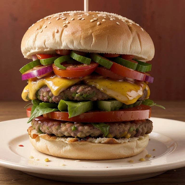 Hamburguesa roja con verduras y lentejas