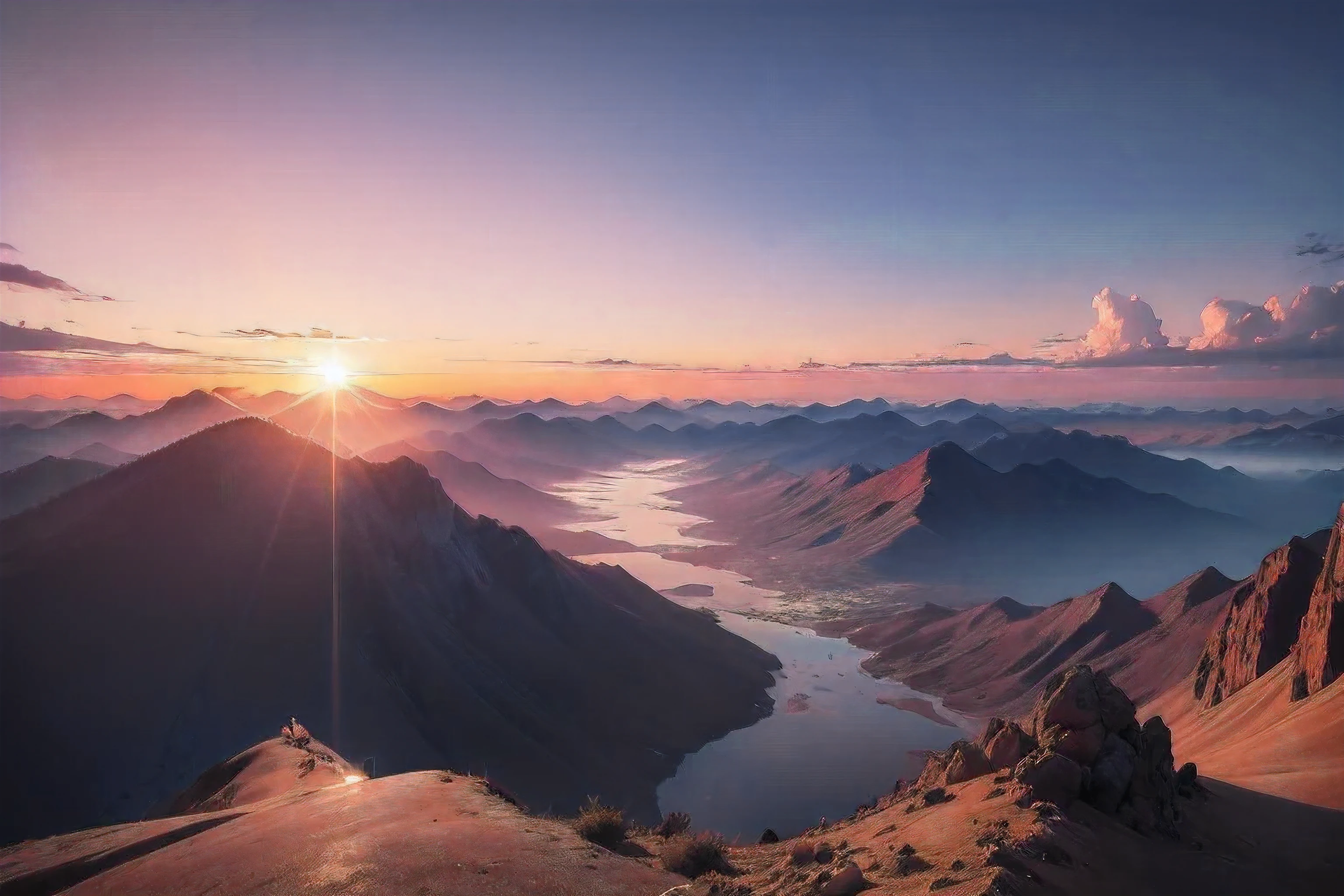 8K Real Images、Cloudless sunset sky