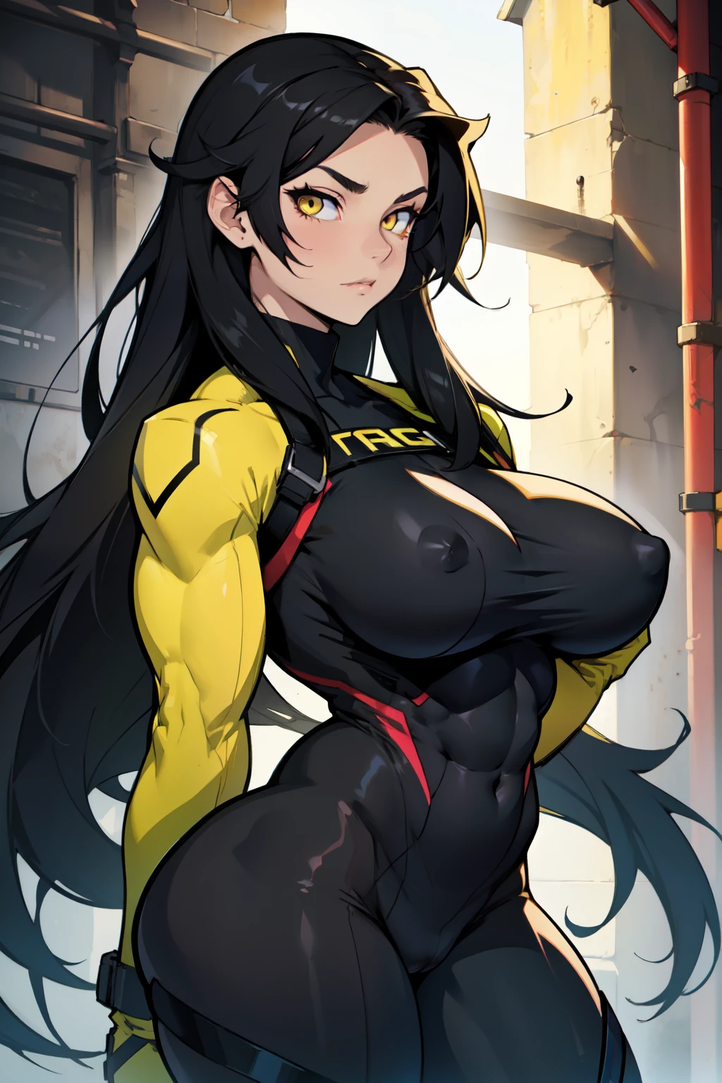 tight body girl tight body girl tight body girl tigh body girl pale skin black hair yellow eyes long hair thick thick thick huge breasts