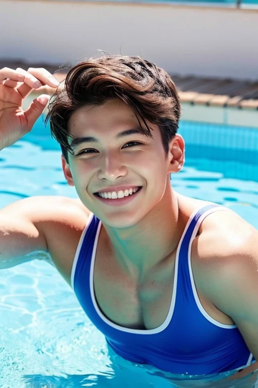male　Age 19 Lifesaver swimwear smiling