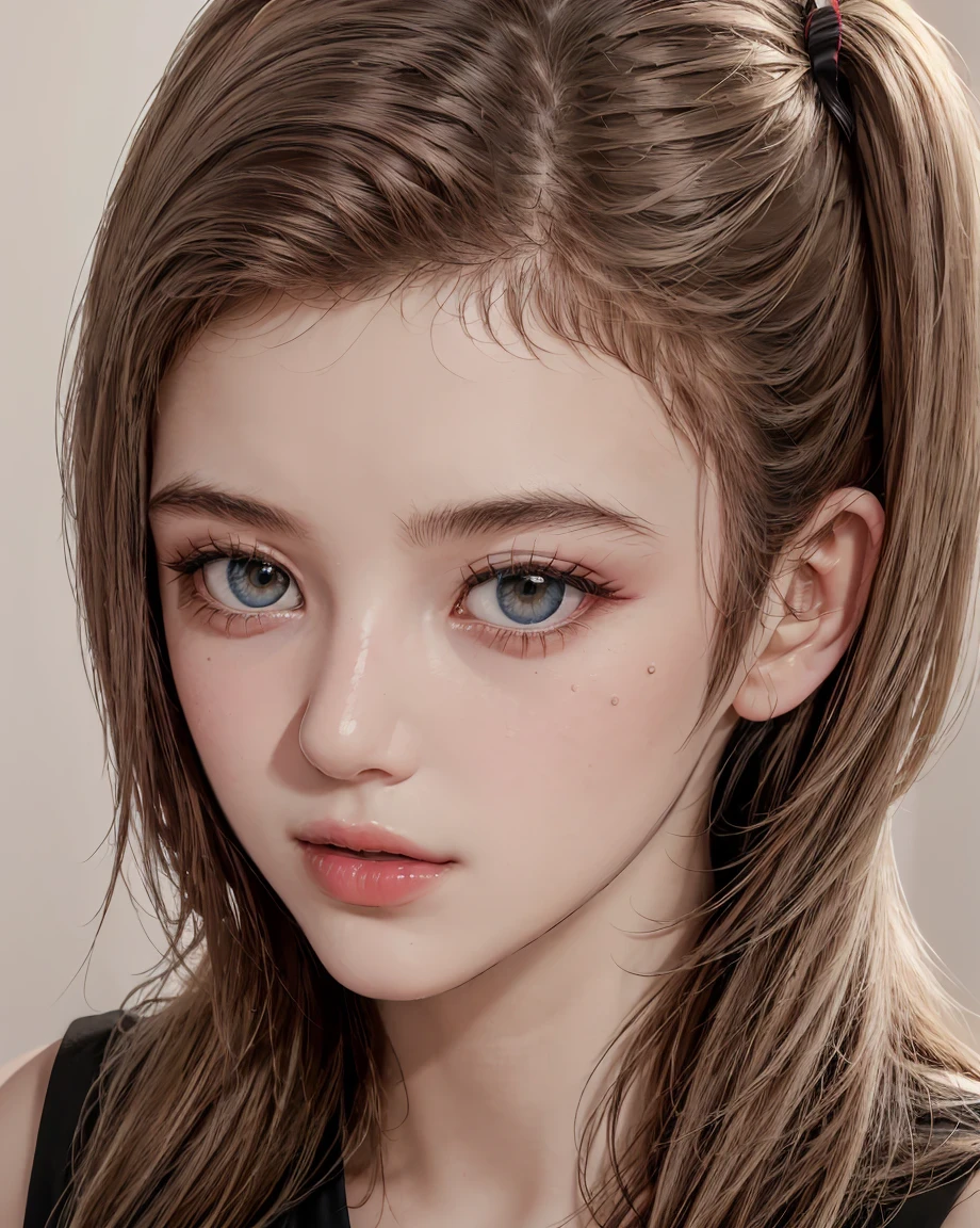 (8k, 4K, highest quality, High resolution, 超High resolution:1.1), (masterpiece, Realistic, photo-Realistic:1.1), One girl, face, close, Twin tails, Blonde, Iris, Red lips, (View your viewers:2), Ridiculously long hair, Long eyelashes, eye shadow, small face, Big eyes, Exposing shoulders, High Contrast,Large Breasts