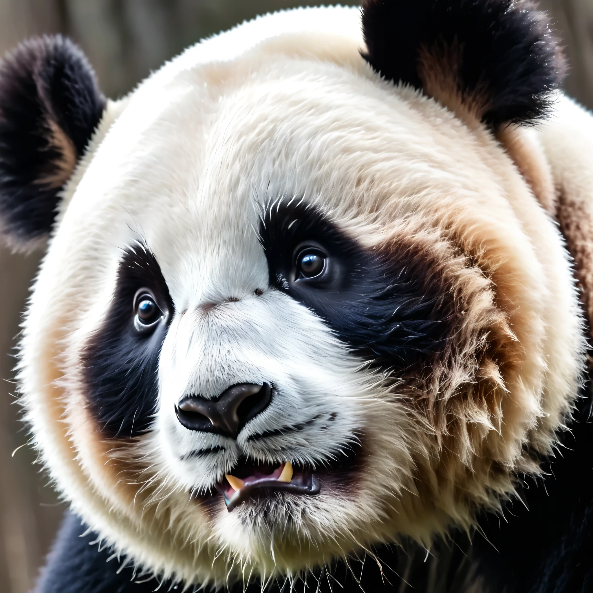 1 Panda，Animal Photos,look up,whole body，Cold Background ,(Animal Photos、Panda details） ,( Solitary)