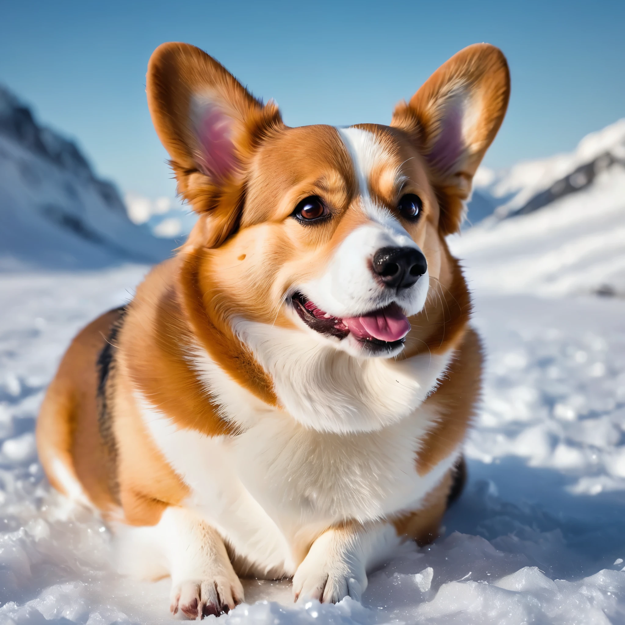 1. Corgi，Animal Photos,look up，Cold Background ,(Animal Photos、Corgi details） ,( Solitary)