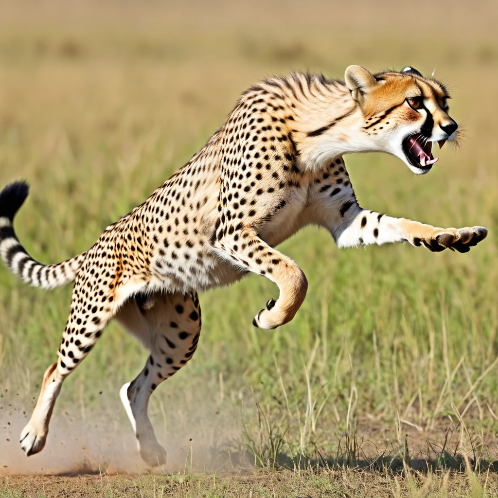 (best quality,4k,8k,highres,masterpiece:1.2),ultra-detailed,(realistic,photorealistic,photo-realistic:1.37),cheetah chasing Impala,high-speed motion blur,fast, agile cheetah,quick, panicked Impala,grasslands of Africa,savannah ecosystem,dry, golden plains,vibrant wildlife,thrilling chase,explosive energy,heart-pounding pursuit,action-packed scene,aquiline cheetah body,sharp claws,rippling muscles,graceful leap,fluid movements,graceful Impala leaps,graceful long legs,serene Impala antelope,resilient prey,game of survival,natural instincts at play,ferocious predator,hunt or be hunted,exhilarating hunt,leap for survival,stunning wildlife photography,natural beauty of Africa,sunset colors painting the sky,dramatic lighting,immersive atmosphere,vivid colors blend seamlessly,majestic creatures in their natural habitat,transformative chase sequence,fast-paced motion,stunning visual narrative,captivating moment frozen in time.