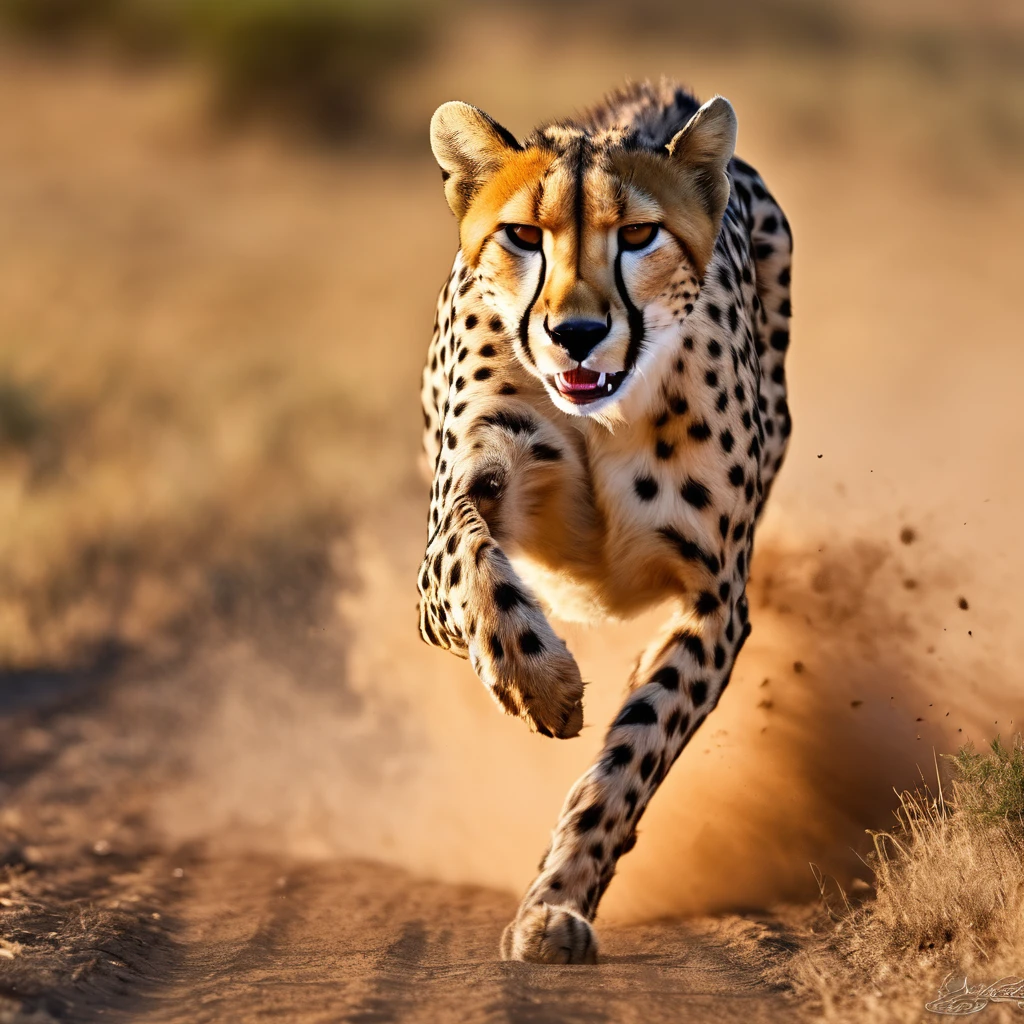 (best quality,4k,8k,highres,masterpiece:1.2),ultra-detailed,(realistic,photorealistic,photo-realistic:1.37),cheetah chasing Impala,high-speed motion blur,fast, agile cheetah,quick, panicked Impala,grasslands of Africa,savannah ecosystem,dry, golden plains,vibrant wildlife,thrilling chase,explosive energy,heart-pounding pursuit,action-packed scene,aquiline cheetah body,sharp claws,rippling muscles,graceful leap,fluid movements,graceful Impala leaps,graceful long legs,serene Impala antelope,resilient prey,game of survival,natural instincts at play,ferocious predator,hunt or be hunted,exhilarating hunt,leap for survival,stunning wildlife photography,natural beauty of Africa,sunset colors painting the sky,dramatic lighting,immersive atmosphere,vivid colors blend seamlessly,majestic creatures in their natural habitat,transformative chase sequence,fast-paced motion,stunning visual narrative,captivating moment frozen in time.