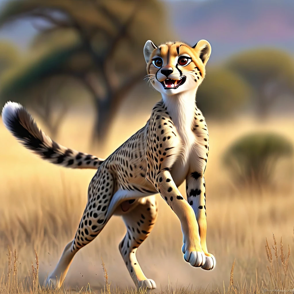 (best quality,4k,8k,highres,masterpiece:1.2),ultra-detailed,(realistic,photorealistic,photo-realistic:1.37),cheetah chasing Impala,high-speed motion blur,fast, agile cheetah,quick, panicked Impala,grasslands of Africa,savannah ecosystem,dry, golden plains,vibrant wildlife,thrilling chase,explosive energy,heart-pounding pursuit,action-packed scene,aquiline cheetah body,sharp claws,rippling muscles,graceful leap,fluid movements,graceful Impala leaps,graceful long legs,serene Impala antelope,resilient prey,game of survival,natural instincts at play,ferocious predator,hunt or be hunted,exhilarating hunt,leap for survival,stunning wildlife photography,natural beauty of Africa,sunset colors painting the sky,dramatic lighting,immersive atmosphere,vivid colors blend seamlessly,majestic creatures in their natural habitat,transformative chase sequence,fast-paced motion,stunning visual narrative,captivating moment frozen in time.