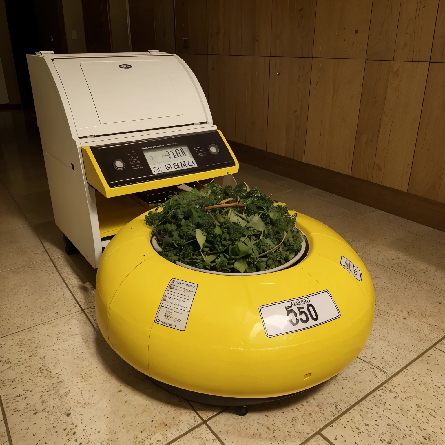 An image of a food waste meter. The gauge should be in the shape of a speedometer, with scale in numbers from 0 to 100 kg, where 0 represents no waste and 100 represents maximum waste. O medidor deve ser colorido, with the area from 0 to 20 kg in green, 20 a 50 kg em amarelo, 50 a 80 kg em laranja e 80 a 100 kg em vermelho. O ponteiro do medidor deve estar apontando para 35 kg. No topo da imagem, there should be a le that says "Monthly Food Waste". Abaixo do medidor, deve haver uma legenda explicando as zonas de cor do medidor.