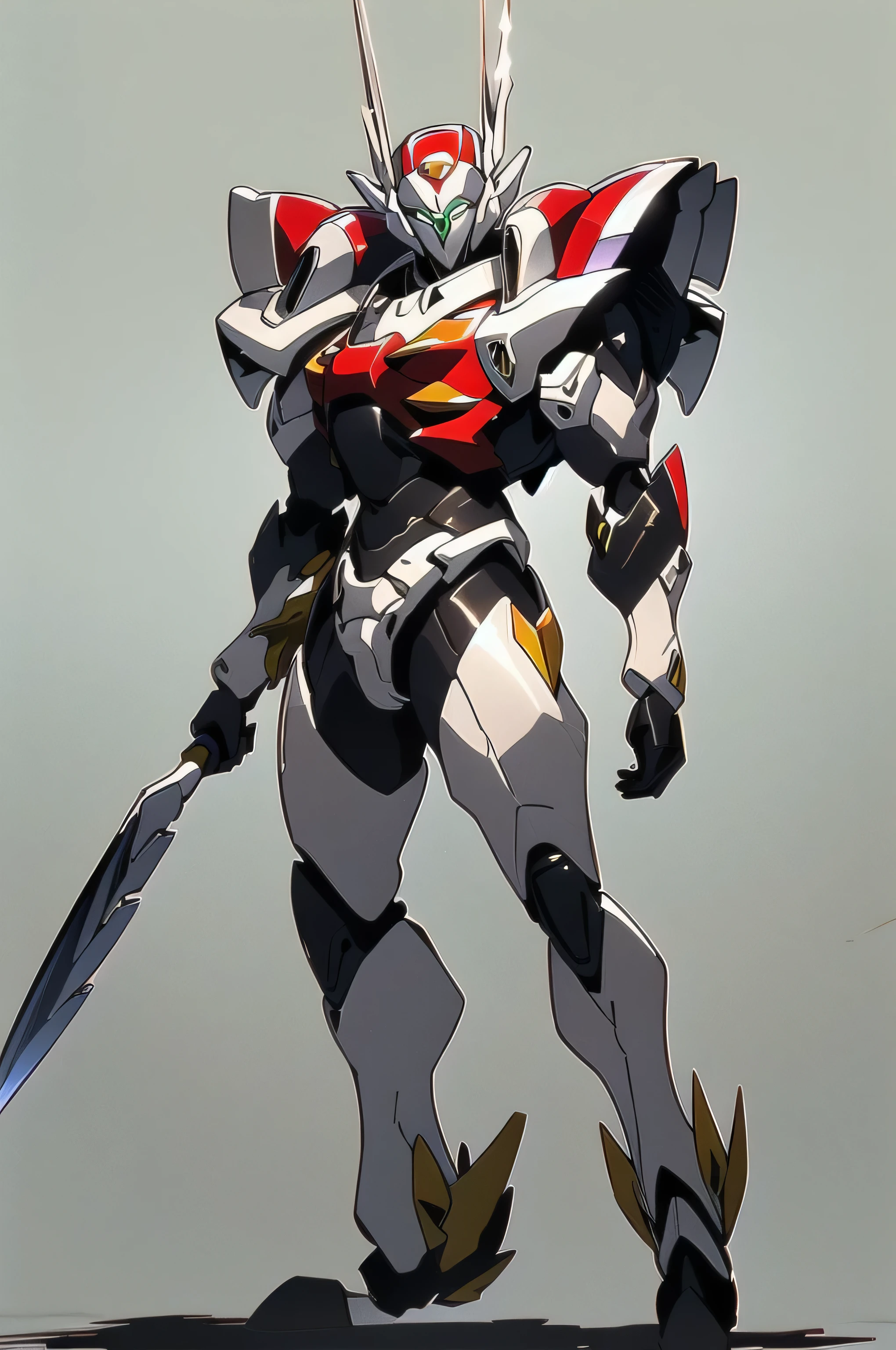 (masterpiece, highest quality, 16ｋAnime image quality, High resolution, Anime Style, Clean brush strokes, Very detailed, Perfect Anatomy), Lunar background、(tekkamanblade)、1 person、Solo、Carrying a weapon、Hold the blade、Looking at the audience、Full Body Shot、