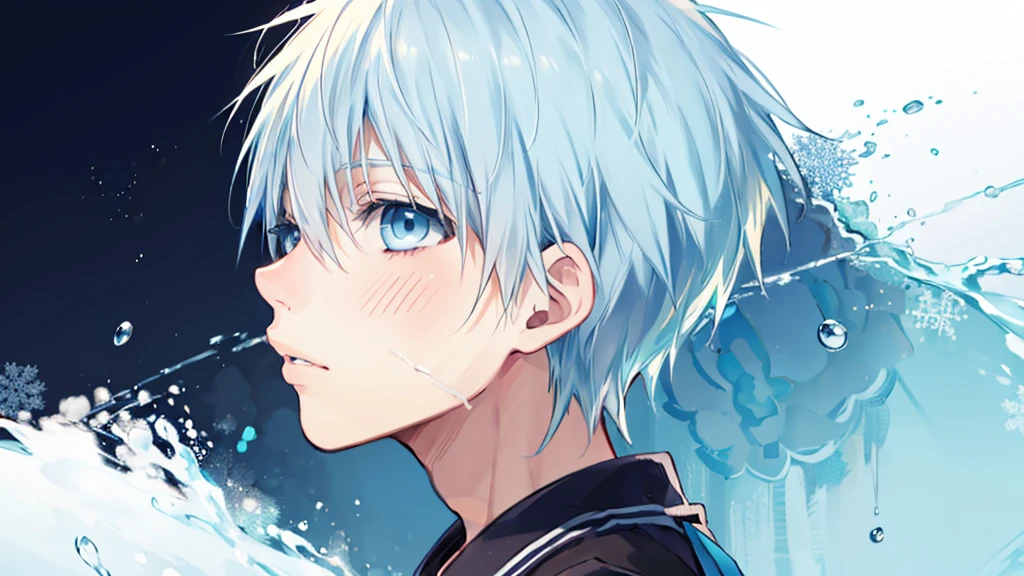 ((highest quality, super detailed,detailed eyes:1.3)),(((total 1 boy:1.2))),cool face,light blue hair,short,hair,light blue eyes,kuroko tetsuya,(basketball uniform:1.2),BREAK(aqua blue aura background:1.1)BREAK,(from side,portrait, on right,face focus,looking at viewer:1.4)