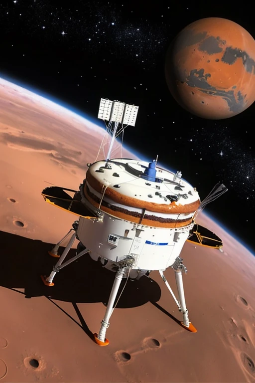 I want one in The astronaut is going to bake a cake on Mars next week.