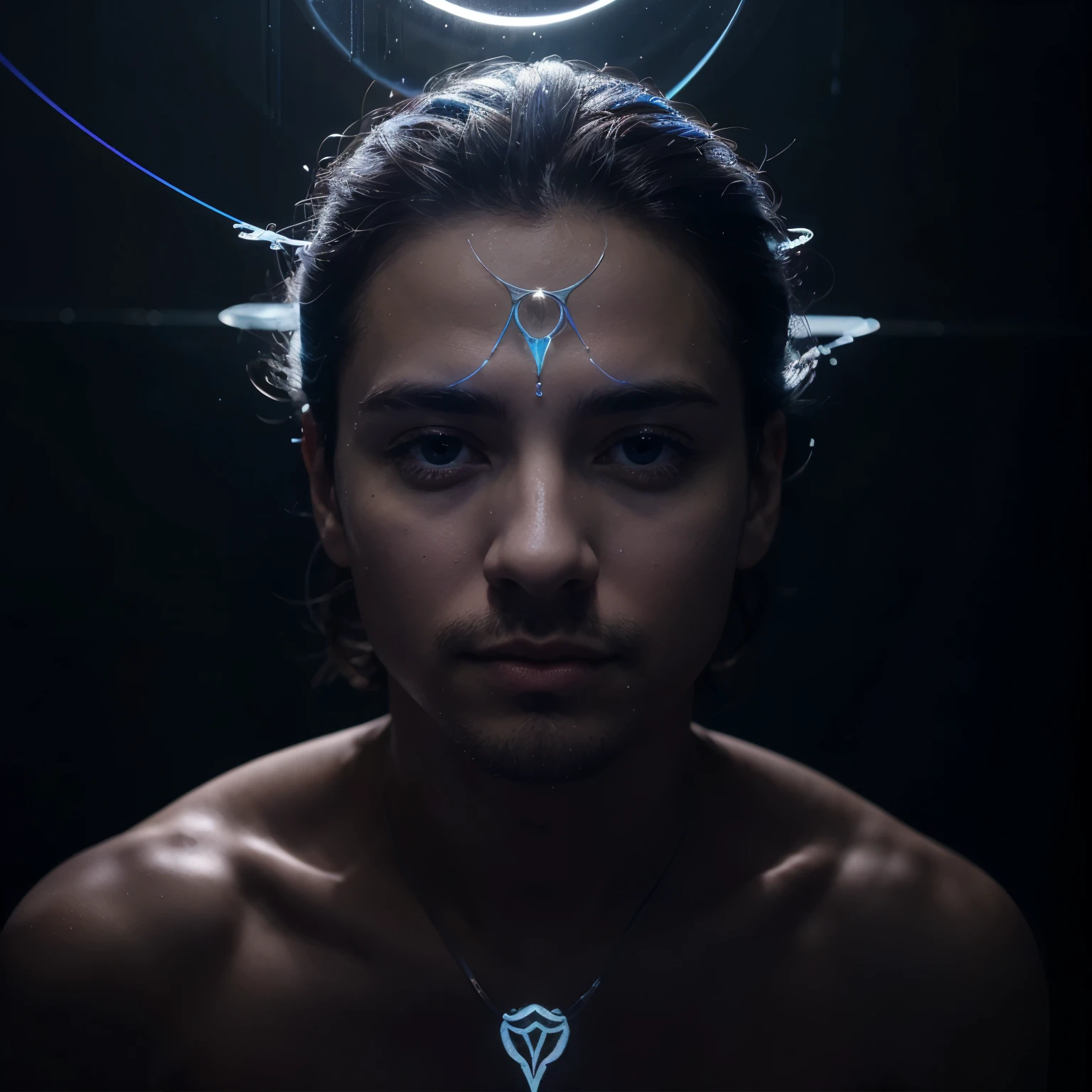 fondo suave con tonos de azul y morado, that represent depth and introspection. En el centro de la imagen, there could be a person sitting in meditation position, with luminous lines emanating from his head, simbolizando la actividad mental y la reflection profunda. Alrededor de la figura, could float keywords like "pensamiento", "reflection", "Wisdom", "crecimiento" y "conocimiento", written in an elegant and transparent font to give an ethereal look.
