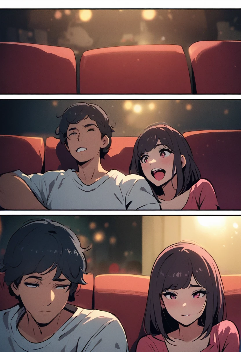 dark - comic style: couple on date at the cinema