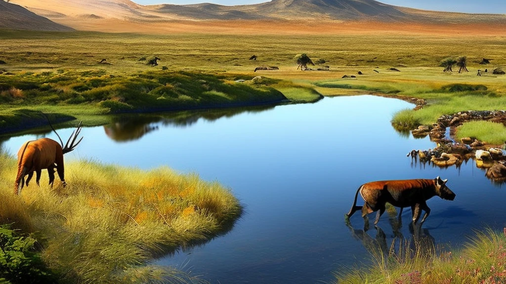 (best quality,4k,8k,highres,masterpiece:1.2),ultra-detailed,(realistic,photorealistic,photo-realistic:1.37),wildlife photography,African grassland,animal portraits,lifelike details,powerful animals,nature's raw beauty,vivid colors,dramatic lighting,lush vegetation,animal kingdom,untamed wilderness,ferocious predators,gentle herbivores,diverse ecosystem,conflicts for survival,harsh yet beautiful environment,endangered species,Mother Nature's masterpiece
