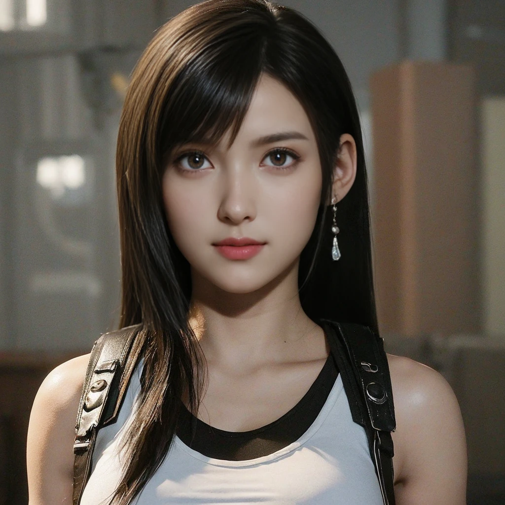 tifa lockhart, (melhor qualidade,ultra-detalhado,Realista:1.37), lindo rosto detalhado,Simetria perfeita,corpo perfeitamente modelado,Maquiagem perfeita,cores vivas,studio lighting